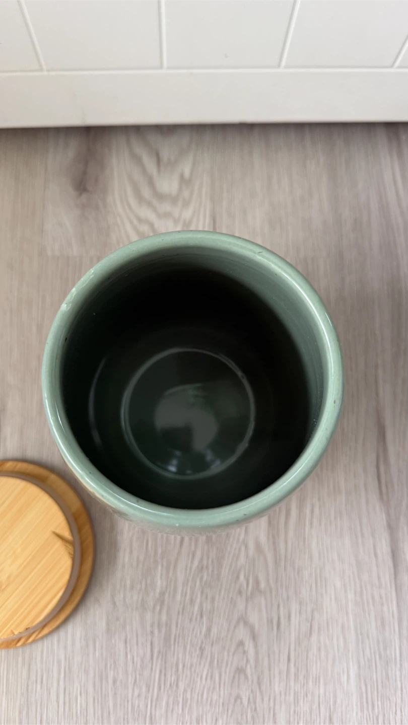 Sage green ceramic storage jar - photo 4