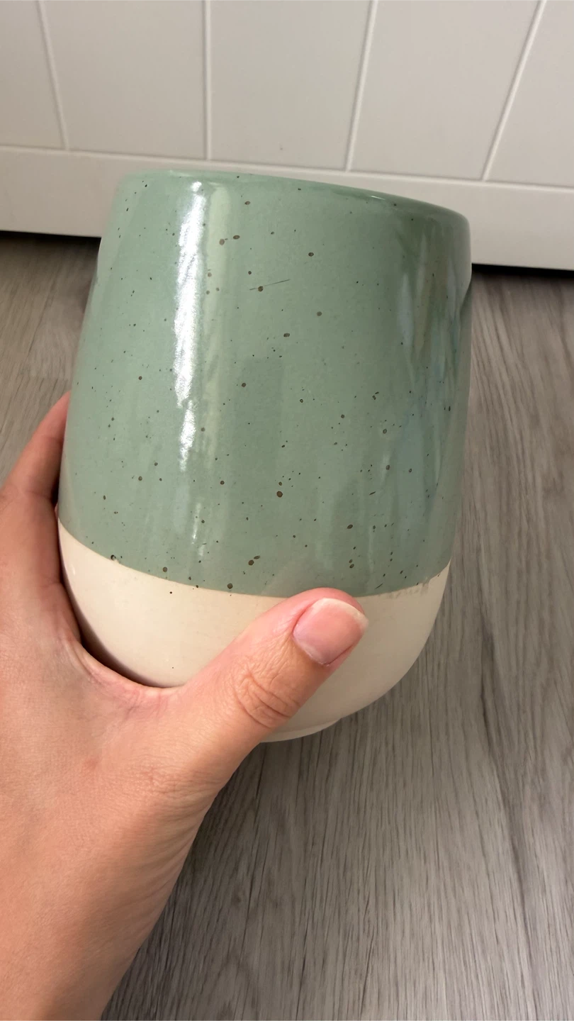 Sage green ceramic storage jar - photo 5