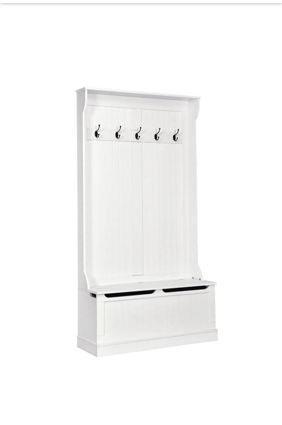 White Hall Tree with Storage Bench and Hooks