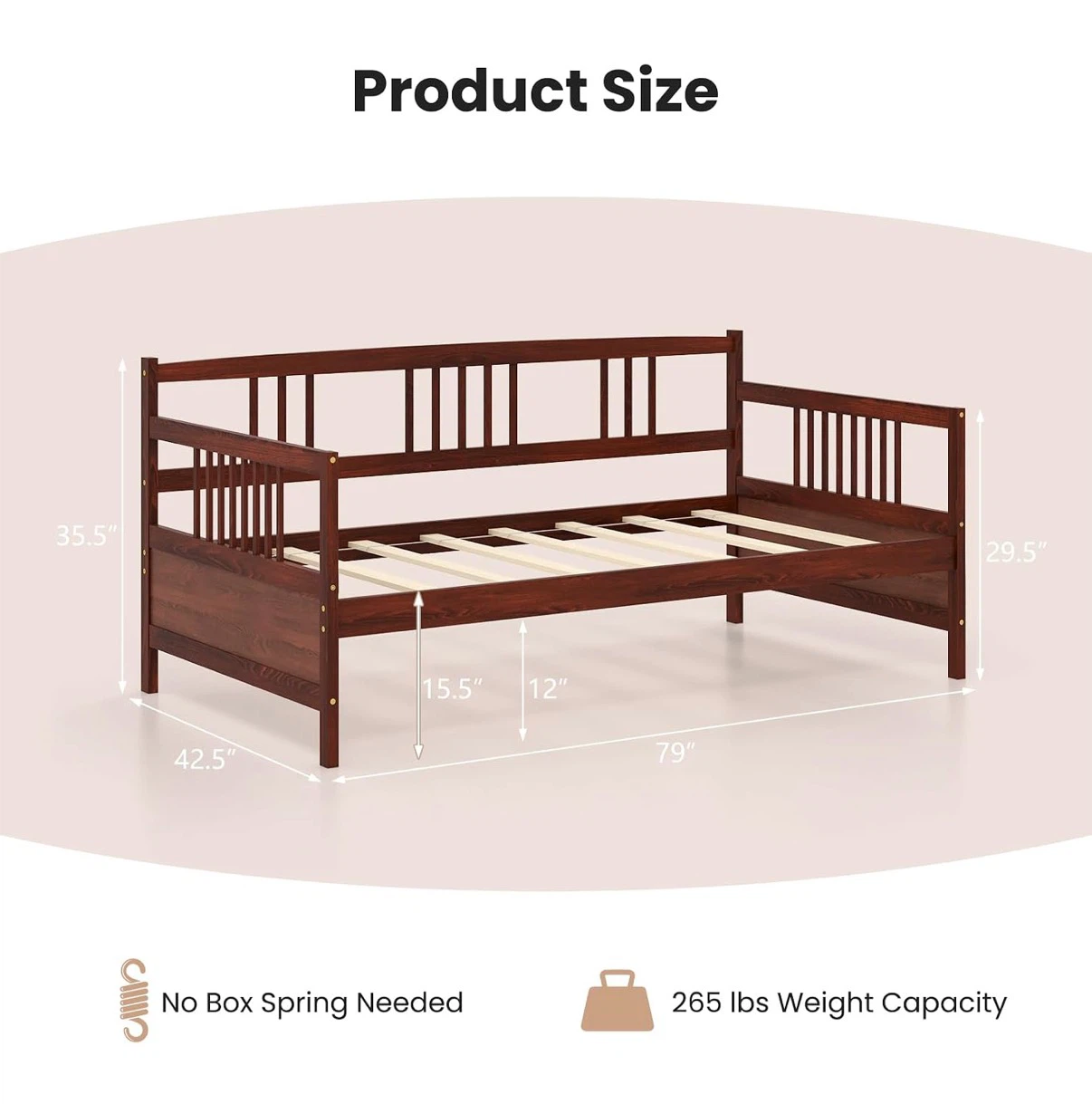 New! Wooden Daybed Frame - Twin Size - photo 4