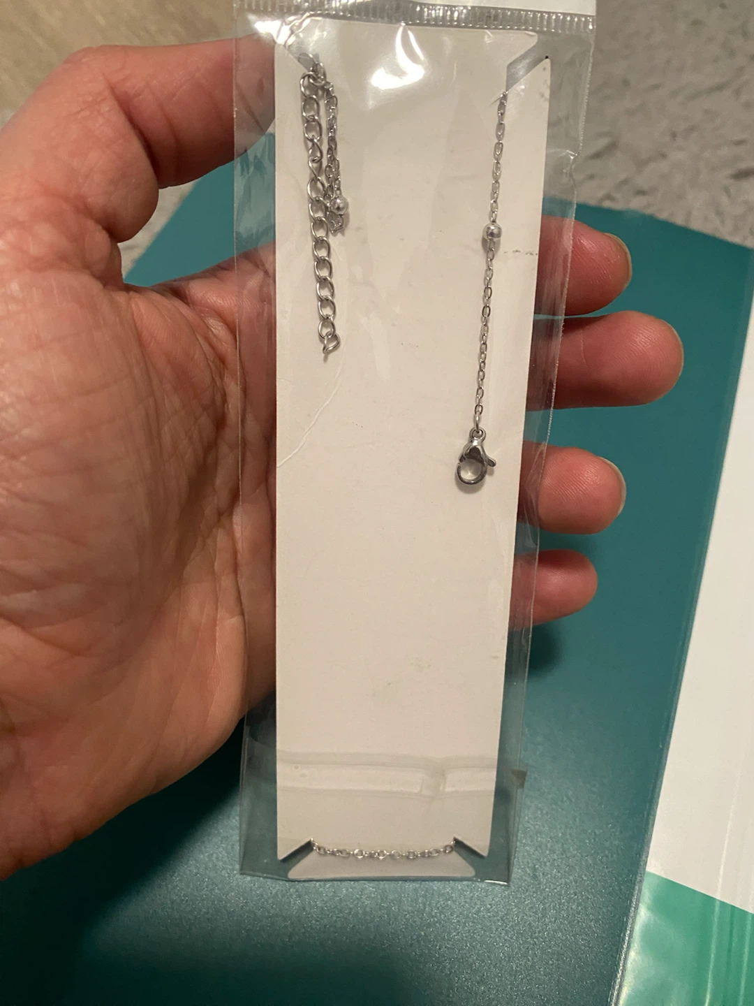 New (Unused) Stainless Steel Clover Charm Ring Chain Bracelet - photo 2