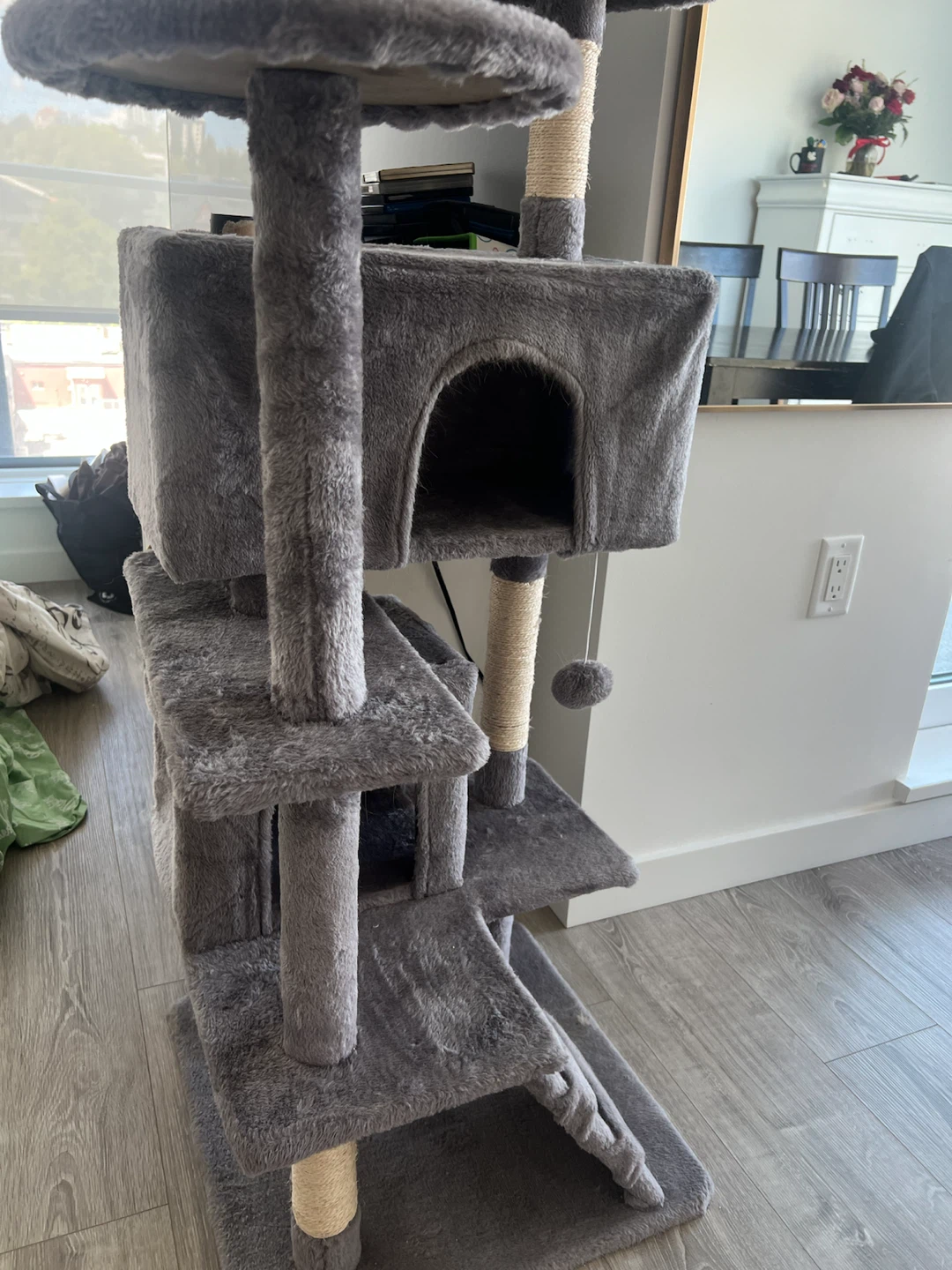 Grey Multi-Level Cat Tree with Condo and Scratching Posts