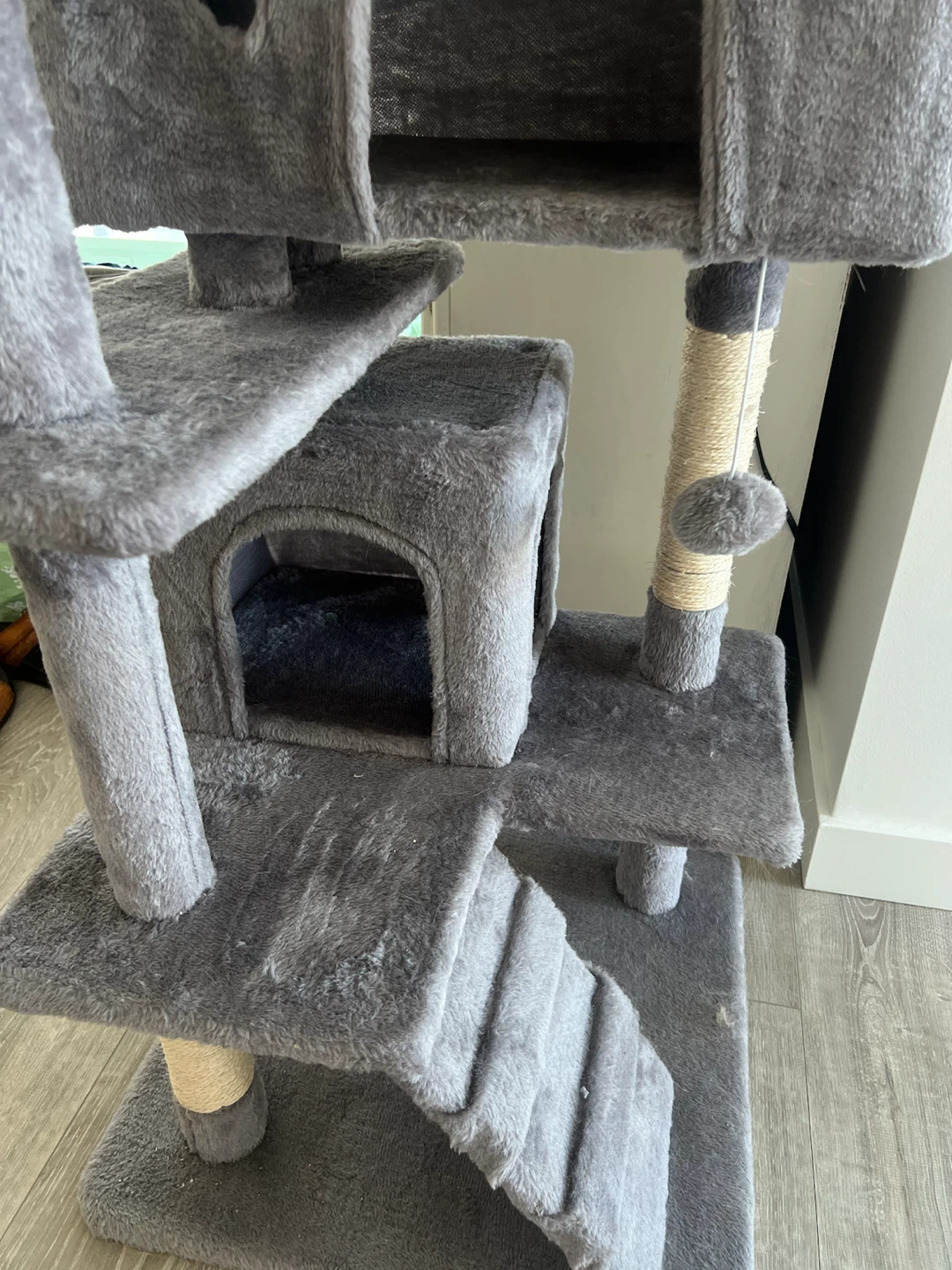 Grey Multi-Level Cat Tree with Condo and Scratching Posts - photo 4