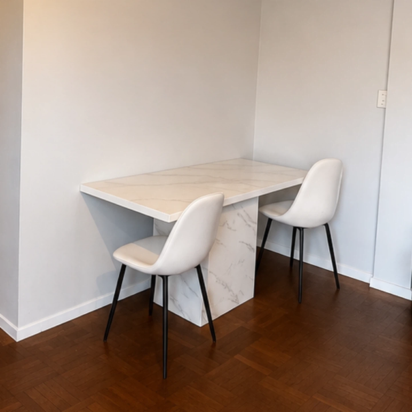 63 inch White Marble Modern Dinner Table for 6 people