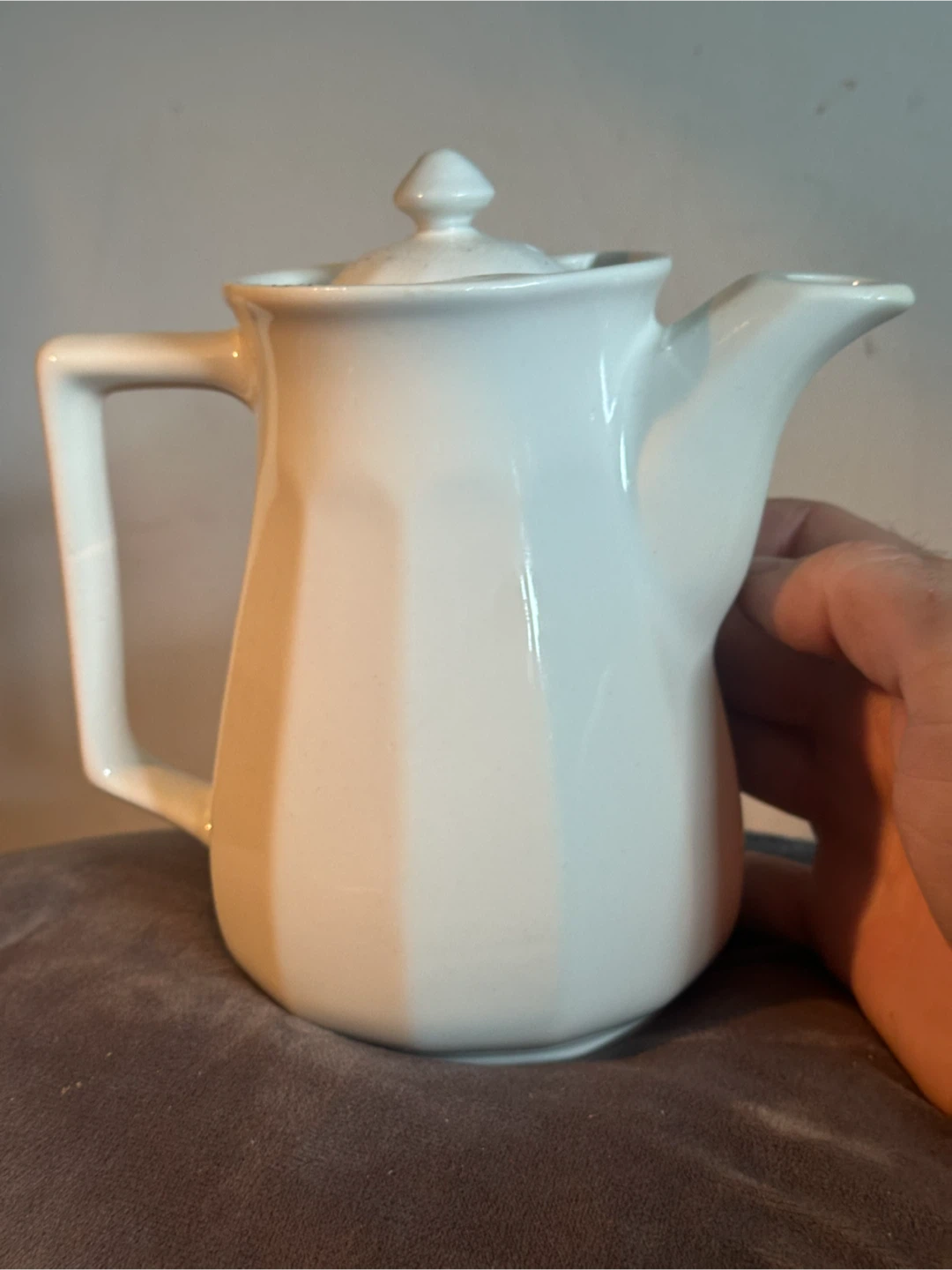 Hall China USA paneled ceramic teapot