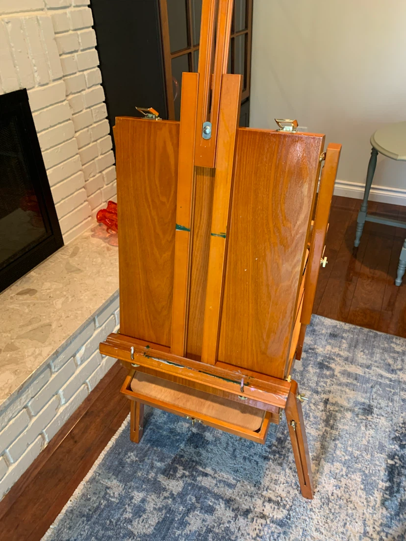 Wooden Art Easel with Paint Tubes and Brushes - photo 2