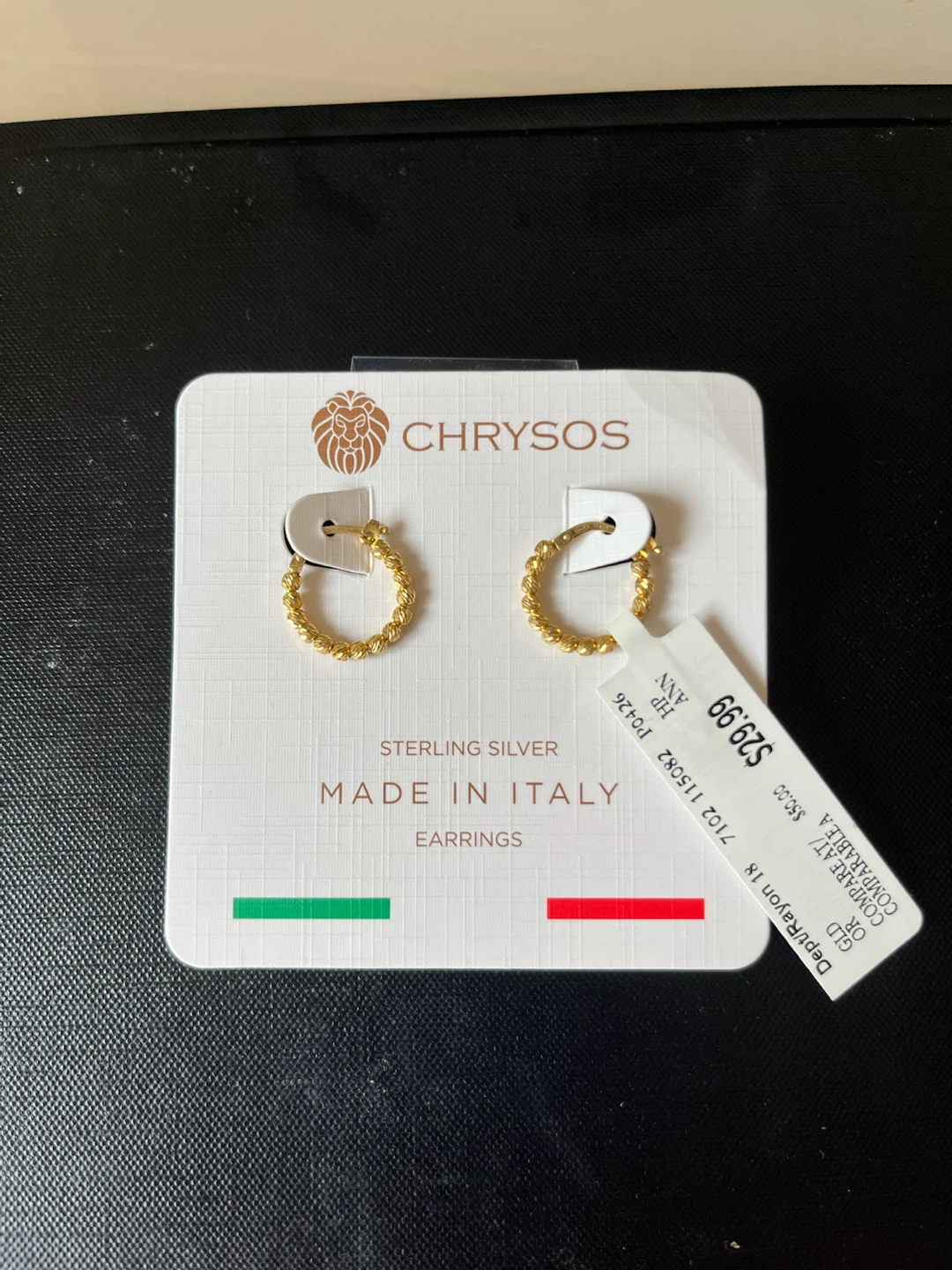 NEW CHRYSOS Sterling Silver Earrings - Made in Italy