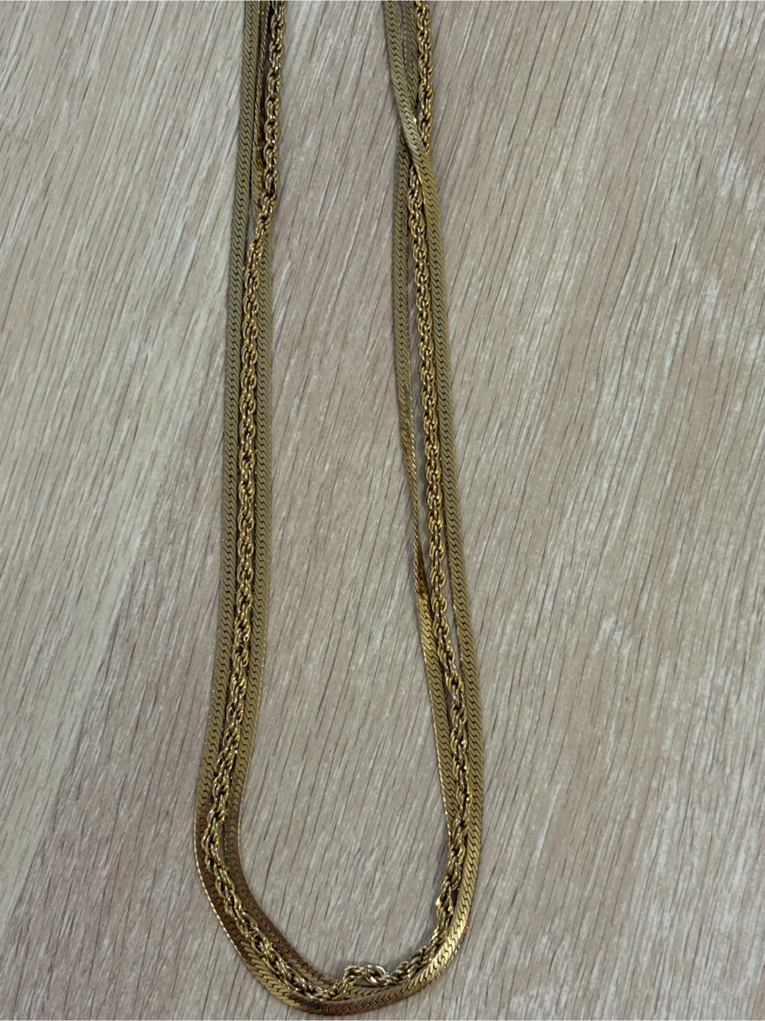 3 Gold-tone layered rope chain necklace