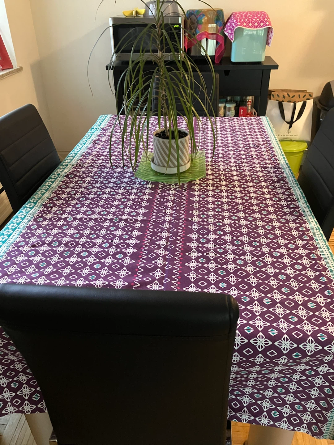 Glass Top Dining Table with 4 Black Chairs