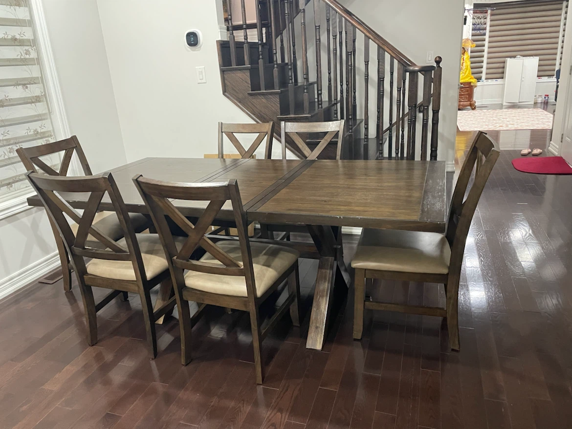 Wooden Dining Table Set with 6 Chairs