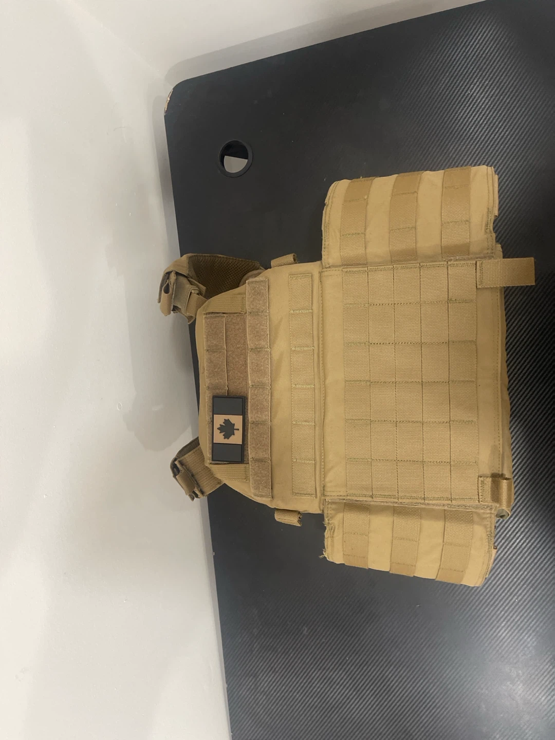 Tan Tactical Vest with Canadian Flag Patch