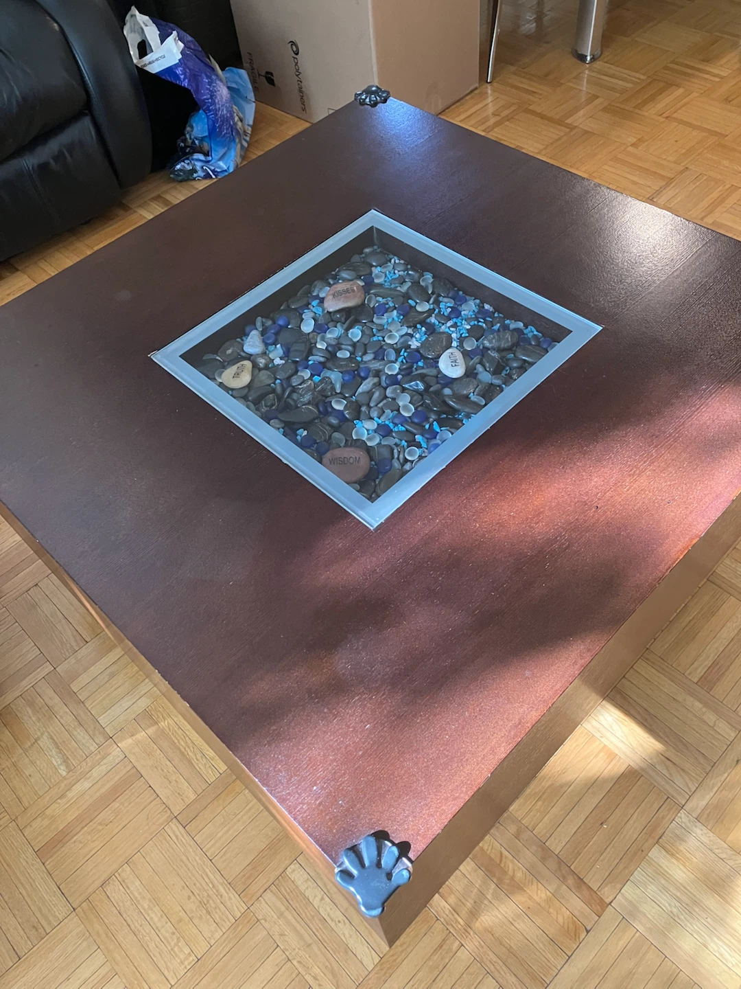Square Coffee Table with Decorative Inlay