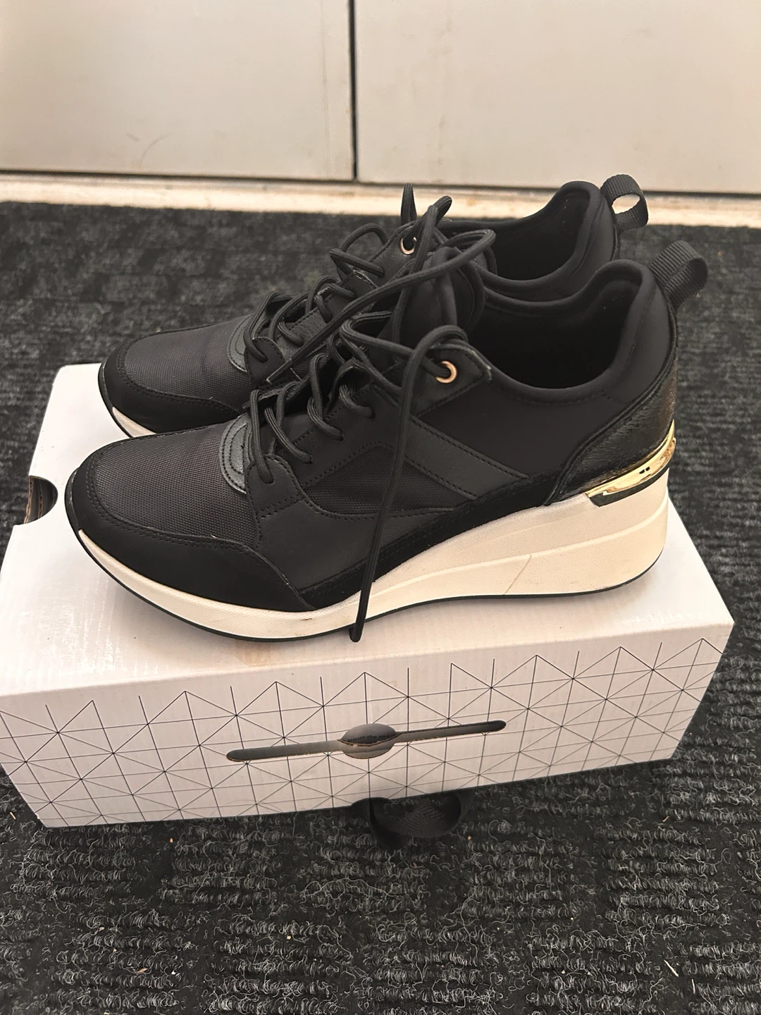 ALDO Black Wedge Sneakers Size 8
