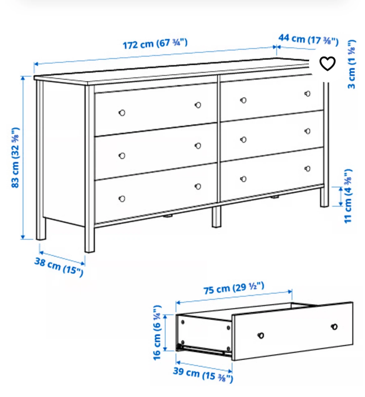 IKEA dresser with 6 drawers in white KOPPANG - photo 5