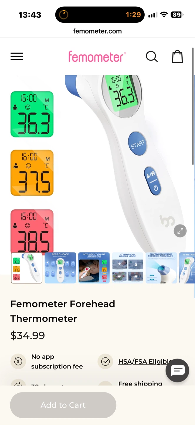 Femometer Infrared Forehead Thermometer  for Baby & Adu - photo 2