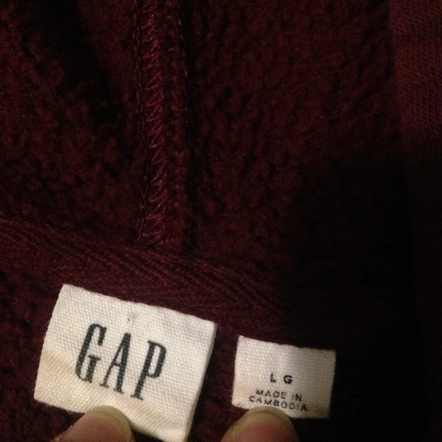 Gap Hoodie Zip-Up - Burgundy - Size LG - photo 2