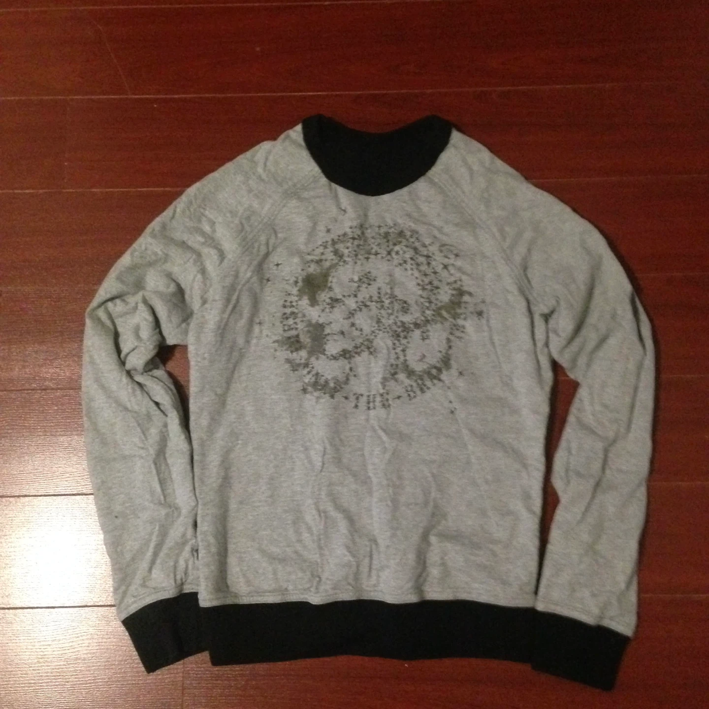Grey Crewneck Sweatshirt with Graphic Print