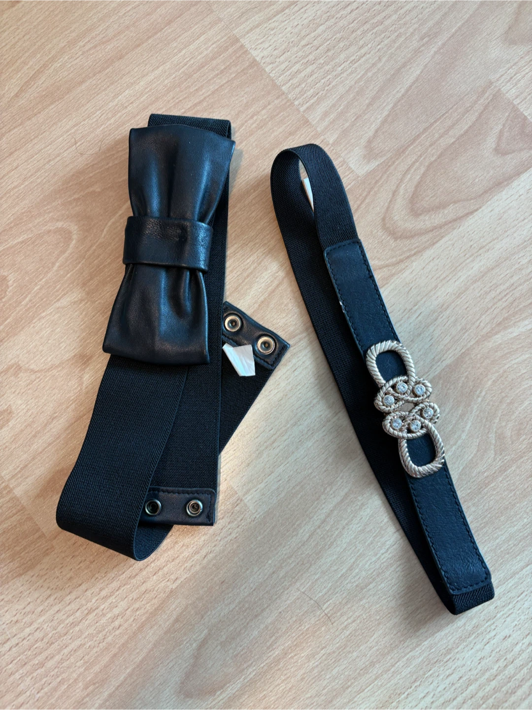 Black Stretchy Belts with Decorative Buckles