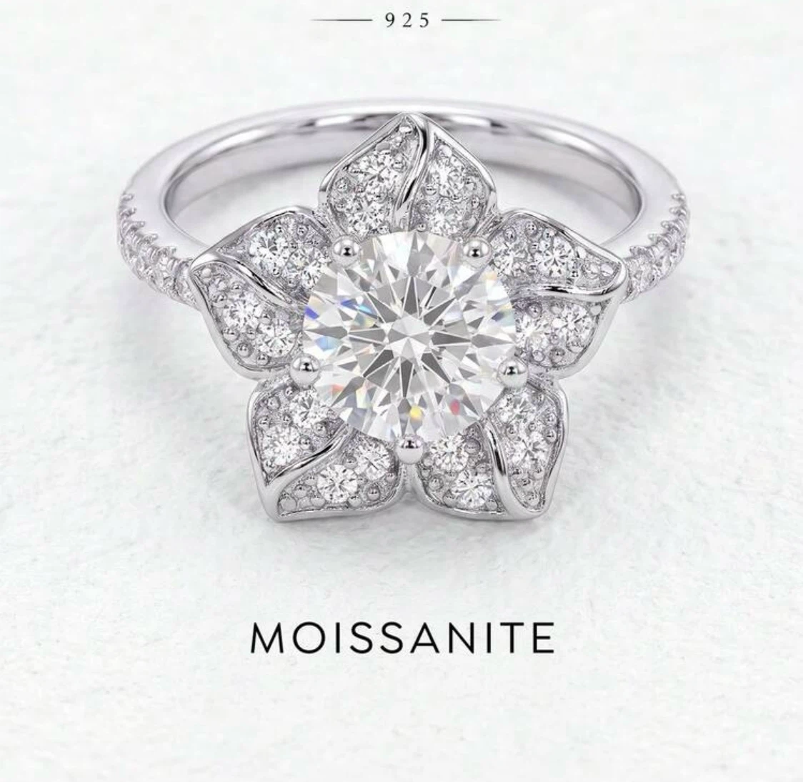 Bague  moissanite, argent sterling 925