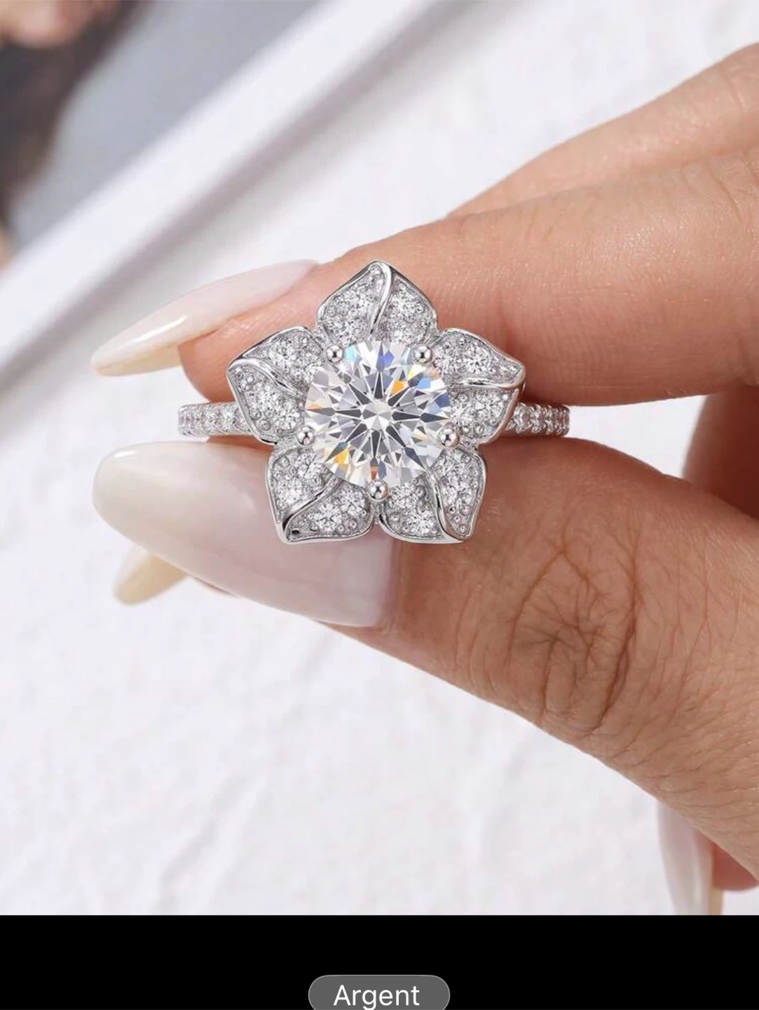 Bague  moissanite, argent sterling 925 - photo 2
