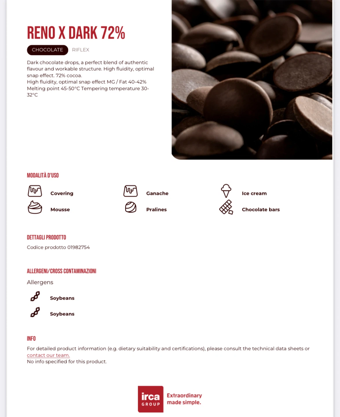 IRCA RENOX Dark Chocolate Drops 72% - photo 5