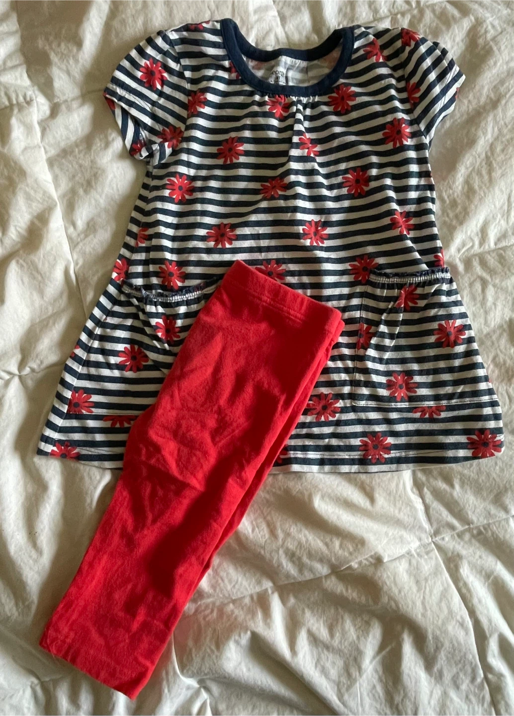 George Kids Striped Flower Dress and Leggings Set