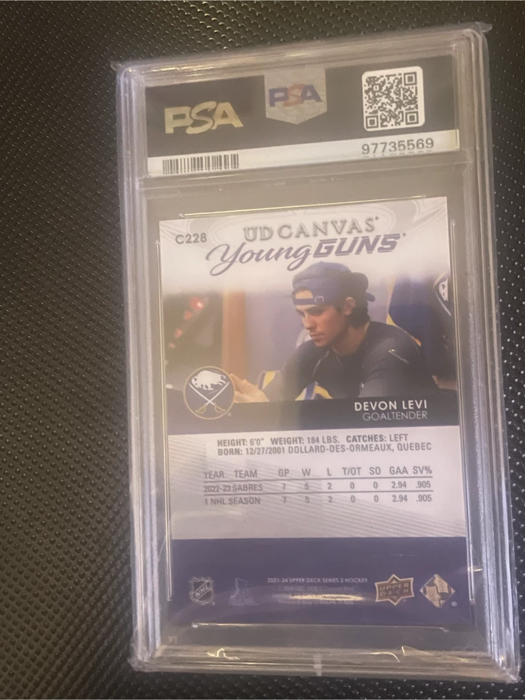 Devon Levi 2023 Upper Deck UD Canvas Young Guns PSA 10 Gem Mint - photo 2