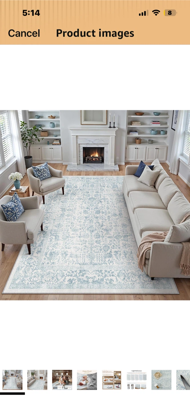 Light Blue Floral Area Rug