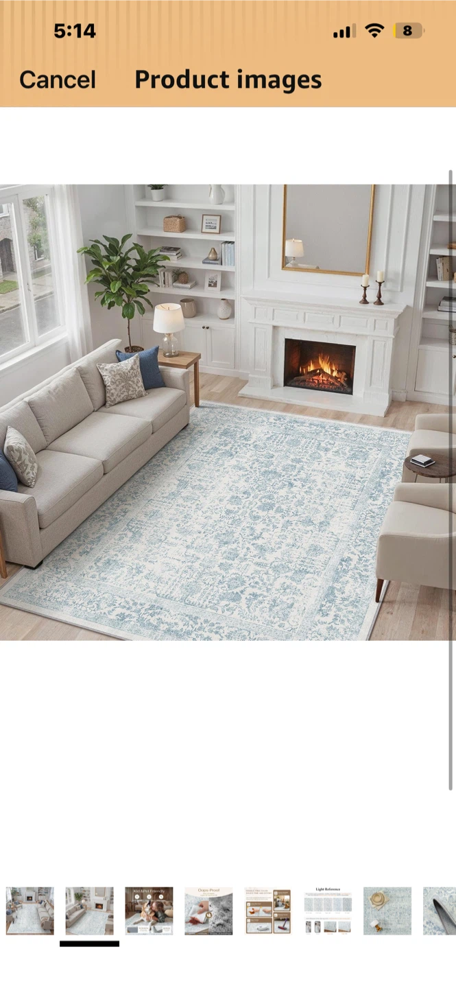 Light Blue Floral Area Rug - photo 2