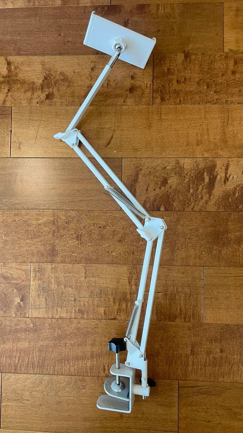 White Adjustable Desk Mount for Tablet or Phone