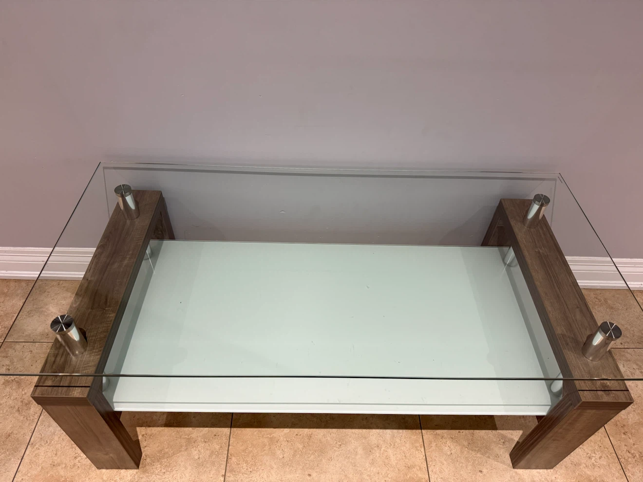 Glass and Wood Coffee Table