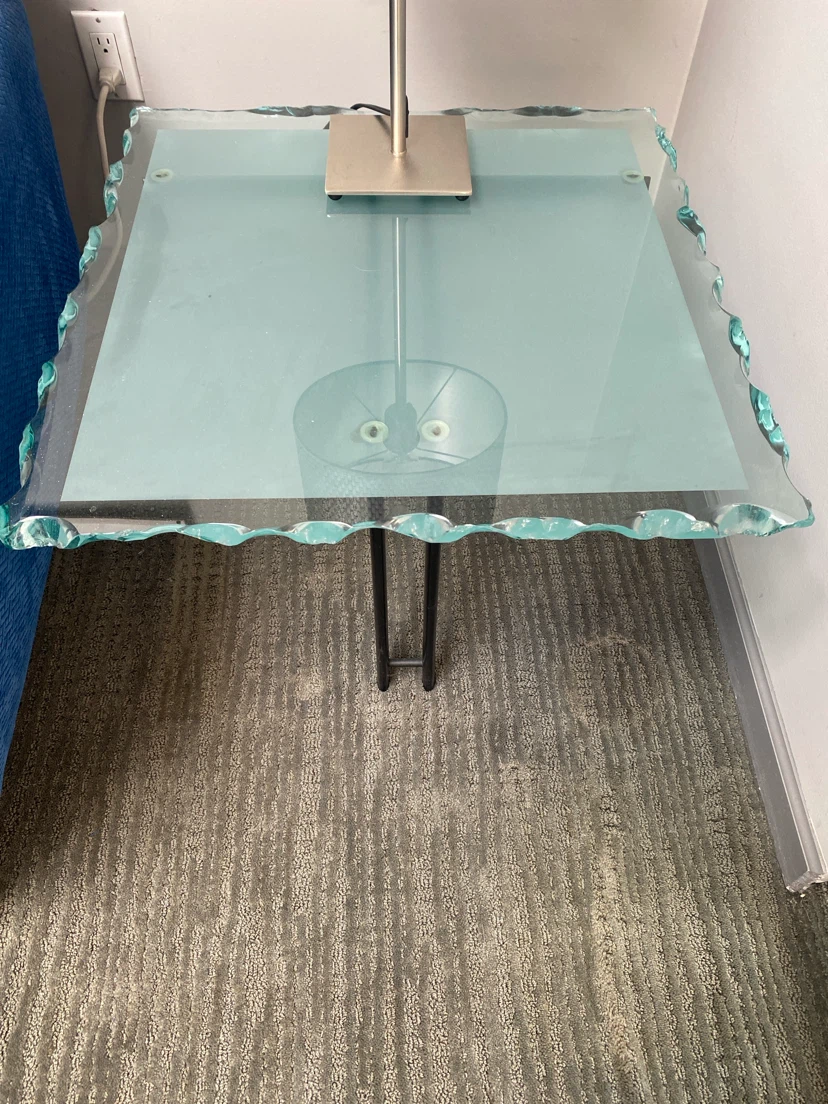 Glass top side table with metal legs - photo 2
