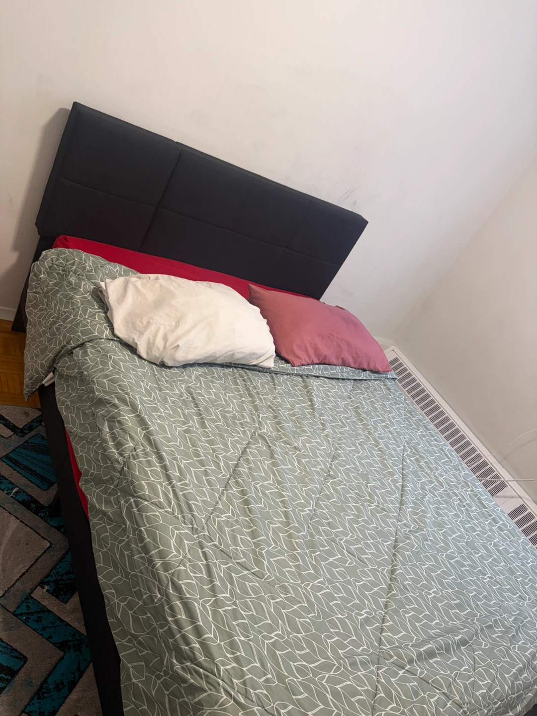 Queen Black Headboard With Mattress