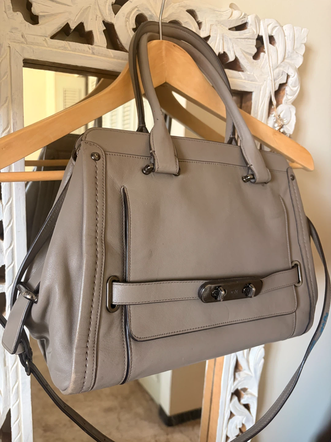 Coach Leather Satchel Bag - Grey - photo 2