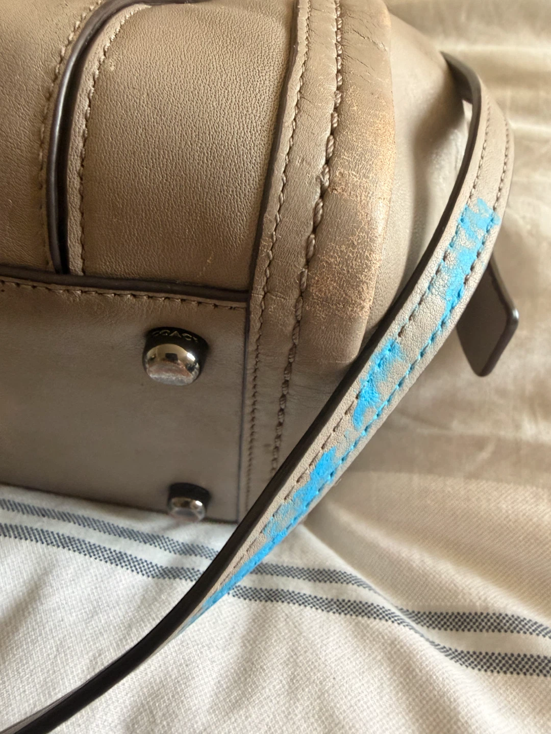 Coach Leather Satchel Bag - Grey - photo 4
