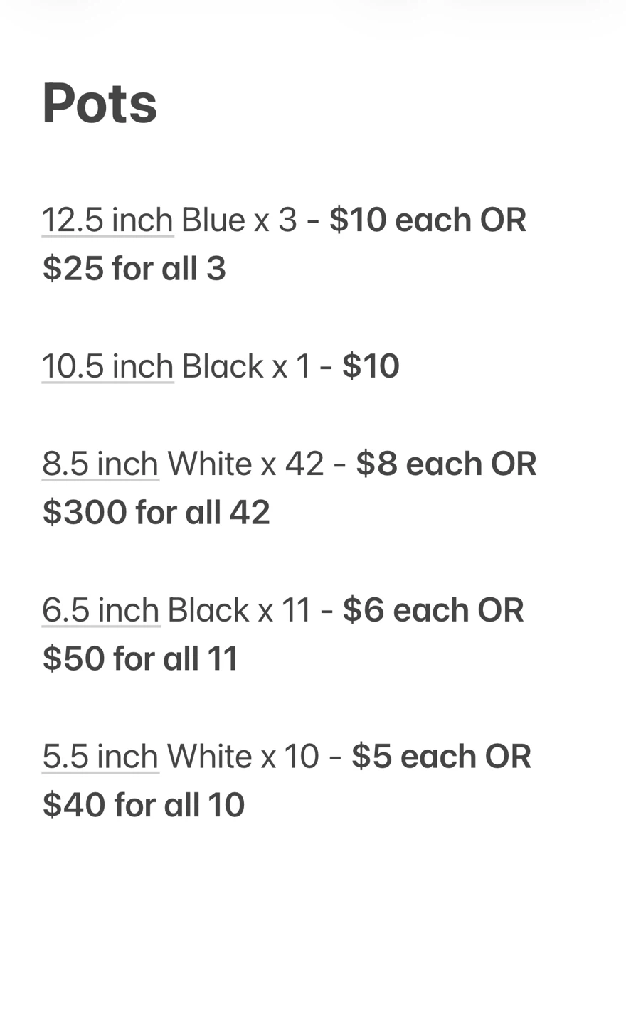 Flower Pots Miscellaneous Sizes, Prices and Colours - photo 2