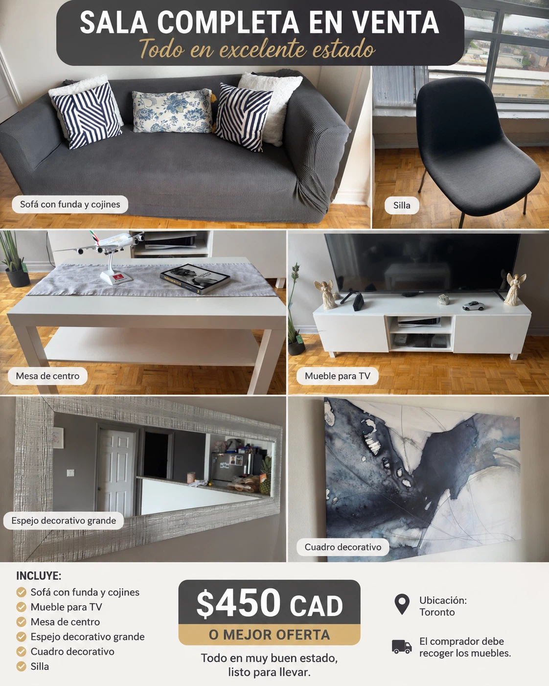 Complete Living Room Set - Sofa, TV Stand, Coffee Table & More