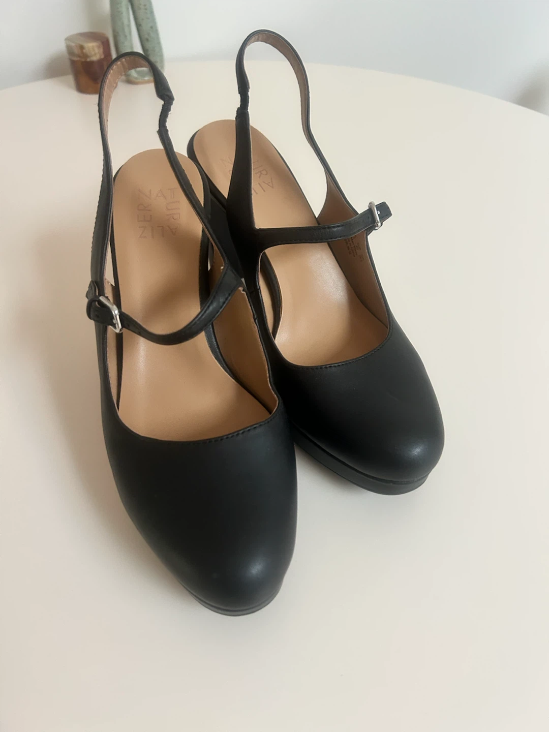 Naturalizer Black Slingback Platform Heels