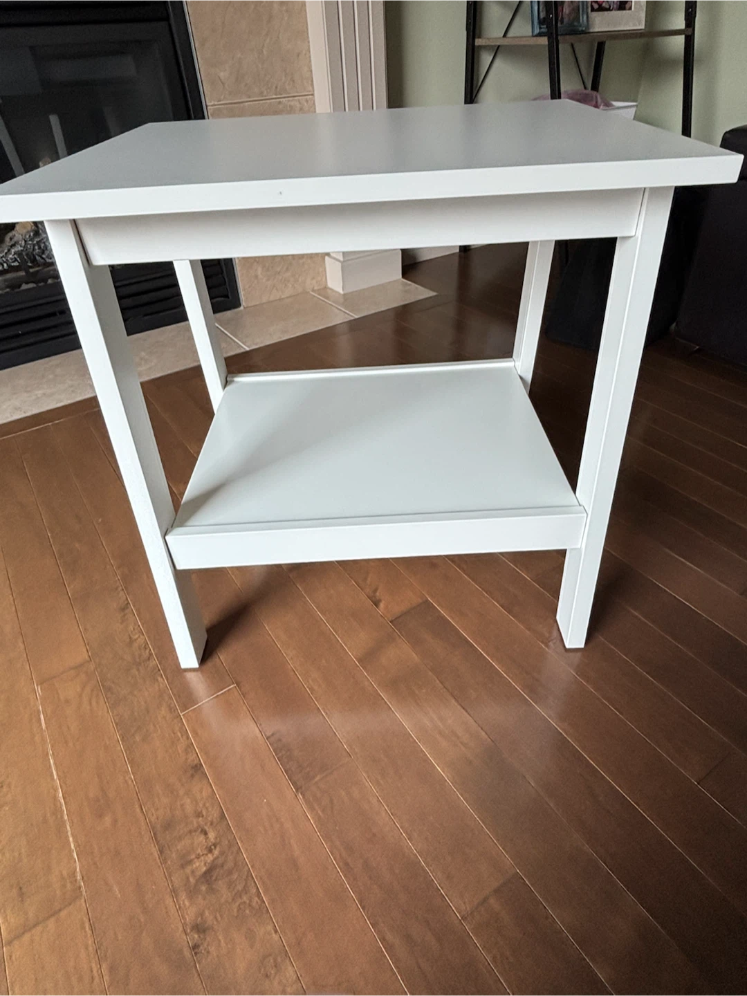 White Side Table with Shelf