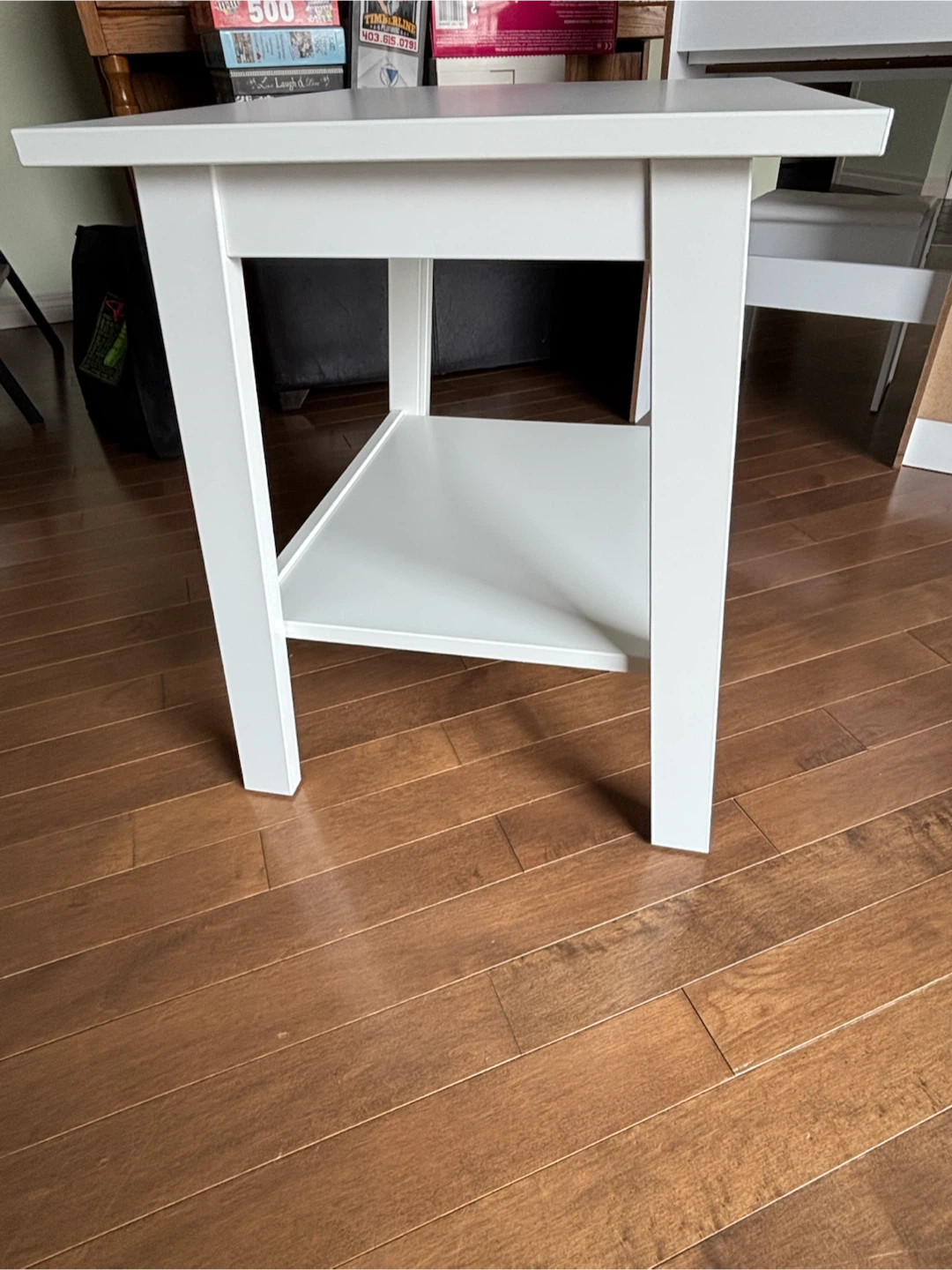 White Side Table with Shelf - photo 2