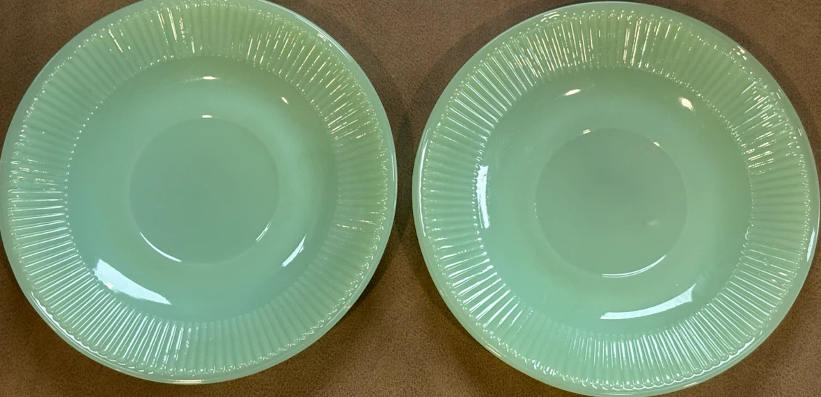 Fire king Jadeite Green Swirl saucers  (Set of 2)