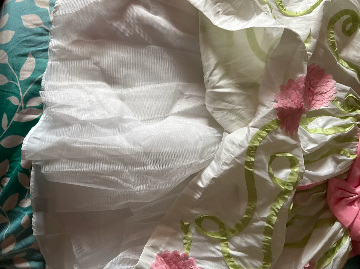 Jayne Copeland White Dress with Pink & Green Ribbon Detail - photo 2