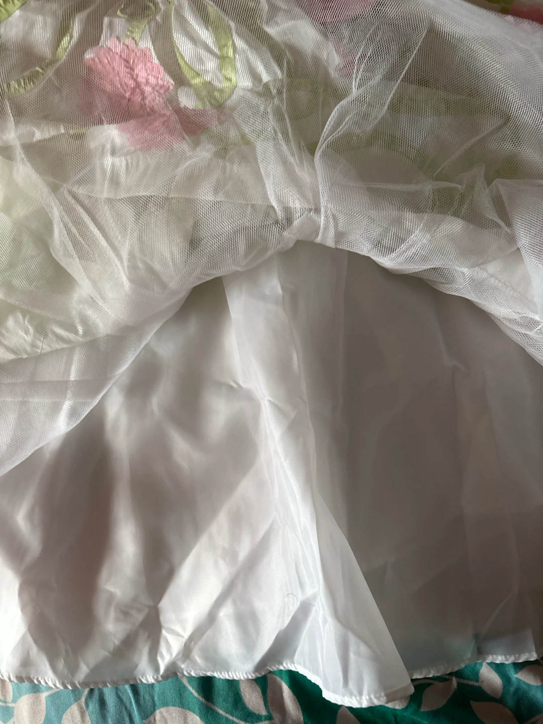 Jayne Copeland White Dress with Pink & Green Ribbon Detail - photo 3