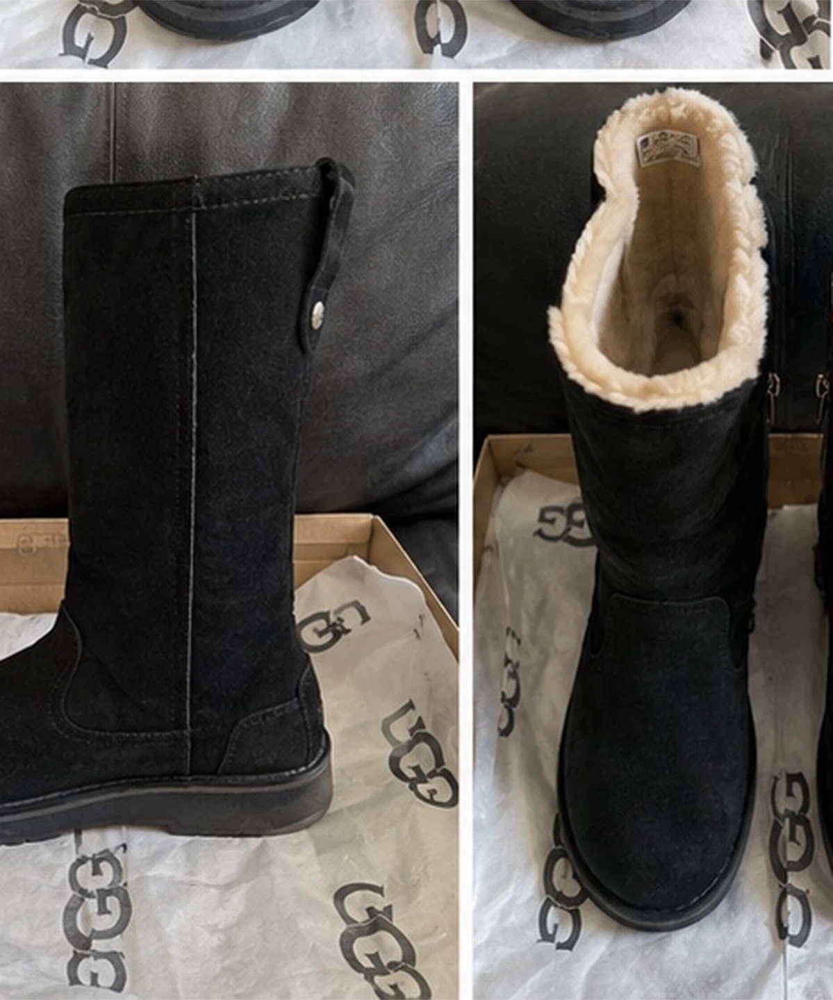 UGG Black Suede Boots with Fur Lining - photo 5