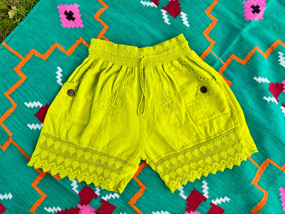 NEW Asiri's Treasures Embroidered Cotton Shorts