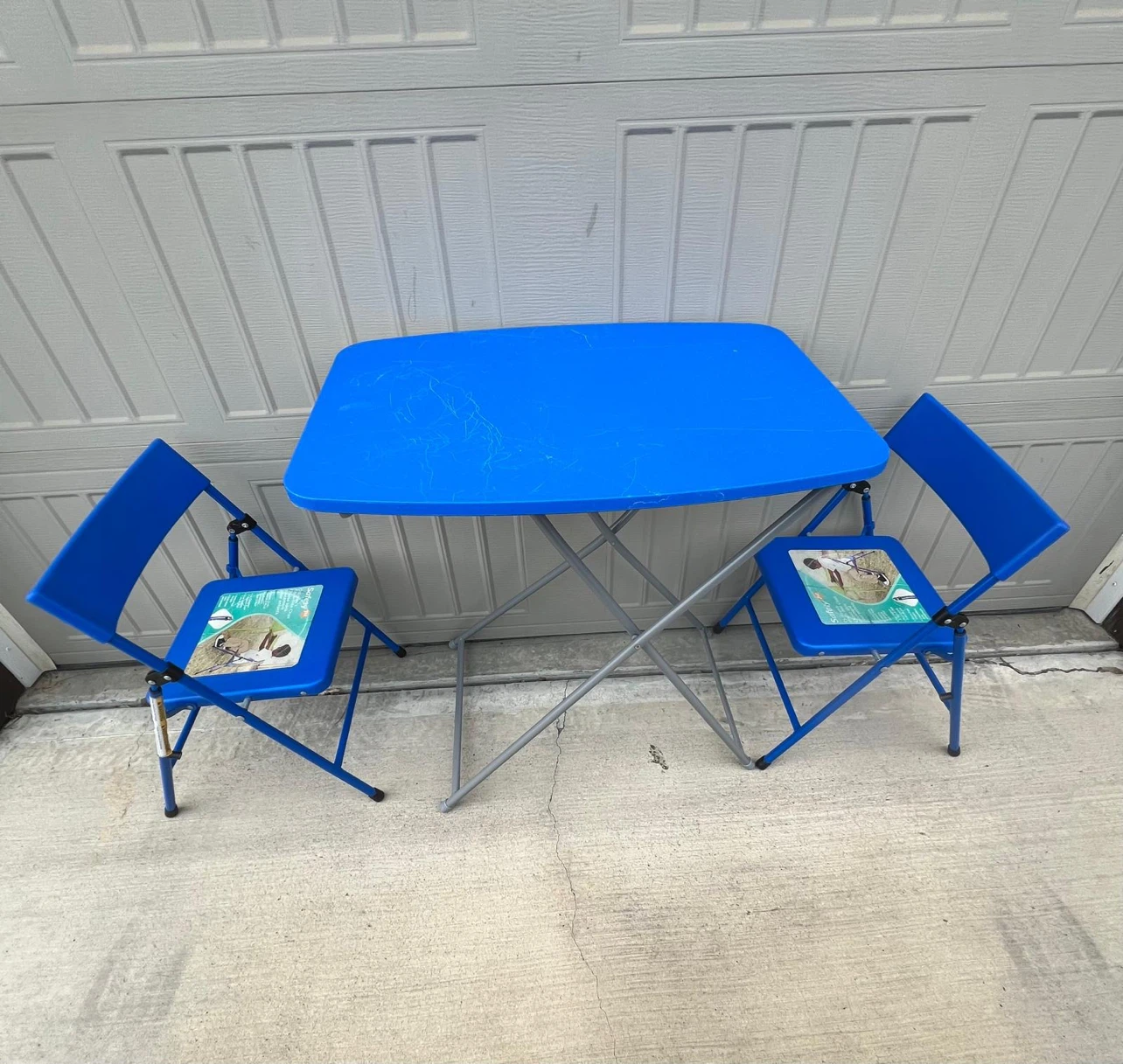 Kids Blue Folding Table and 2 Chairs Set