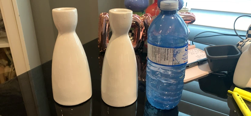 Pair of White Ceramic Candle Holders