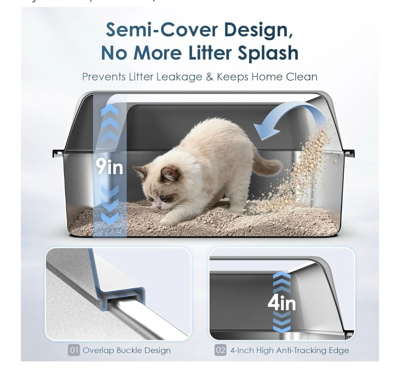 Brand new Stainless Steel Litter Box with Lid for Kittens - photo 2