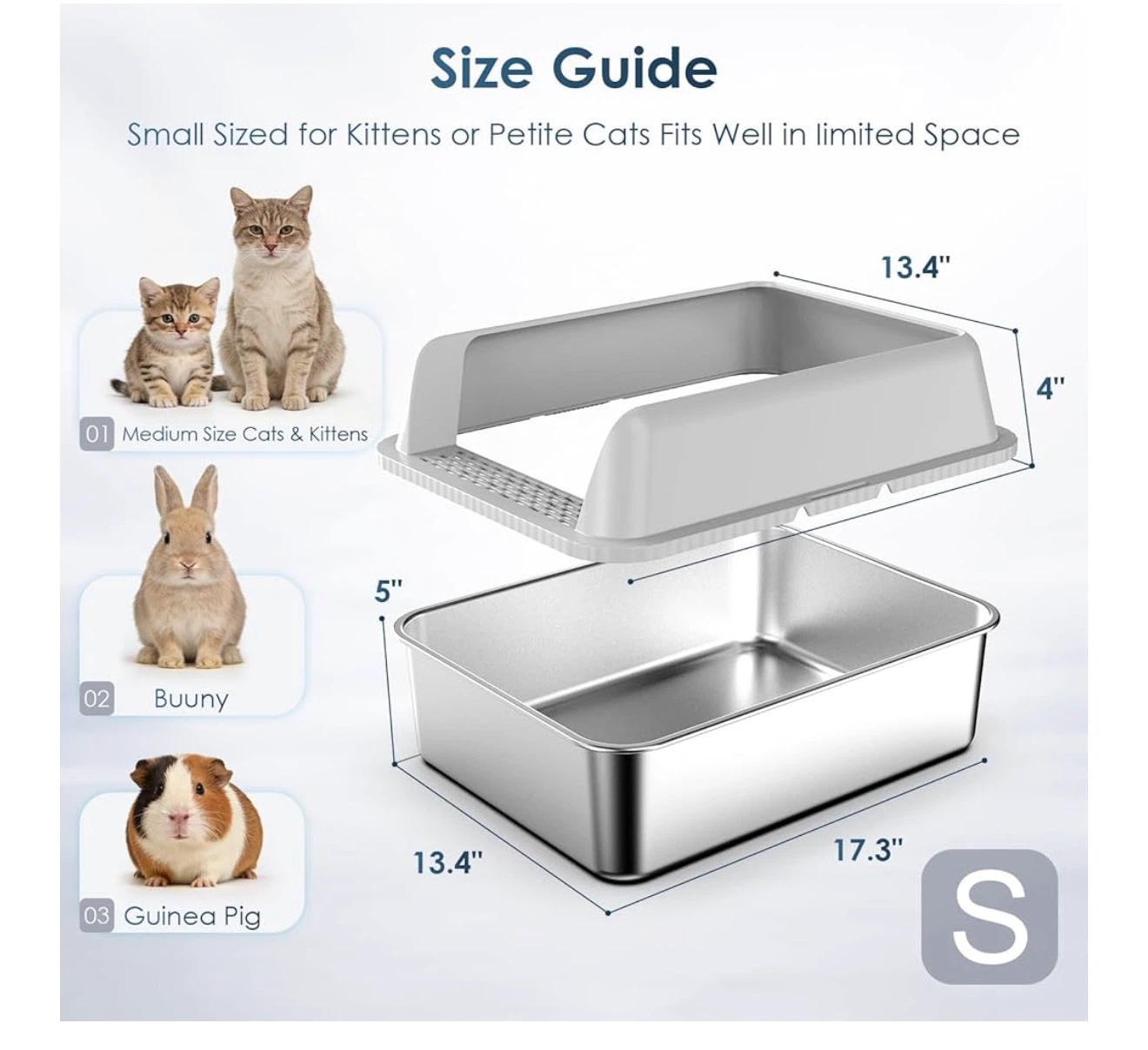 Brand new Stainless Steel Litter Box with Lid for Kittens - photo 4