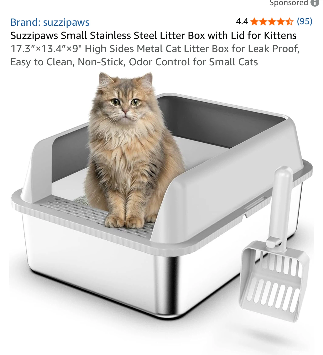 Brand new Stainless Steel Litter Box with Lid for Kittens